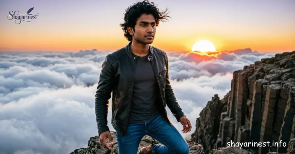 Alone Boy Shayari – अकेला लड़का सूर्यास्त के समय समुद्र तट पर चल रहा है