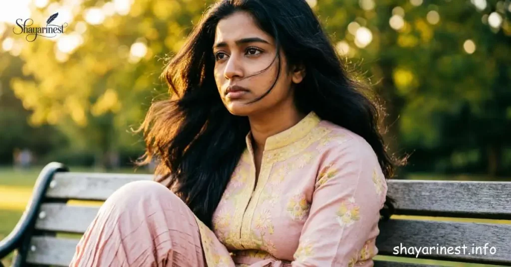 Alone Shayari Girl – अकेली लड़की पार्क में बैठी दूर देख रही है