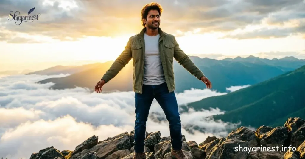 Zindagi Motivational Shayari – ek himmatwar insaan pahad ki choti par khada hai